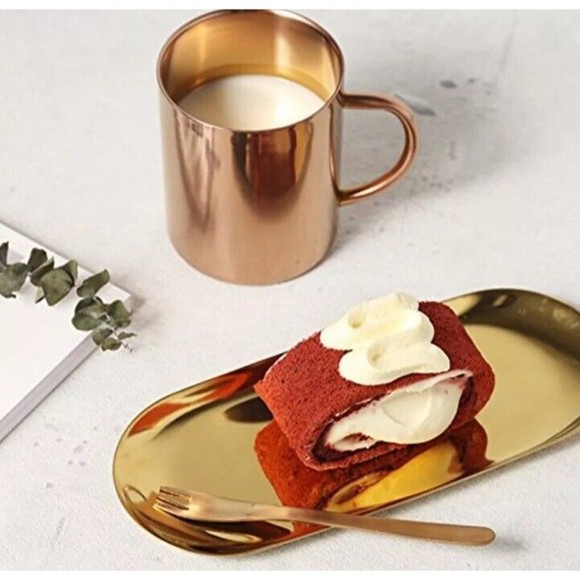 Gold Tray Plate Stainless Steel Tea Tray Fruit Tray Cosmetics Jewelry Tray 10’x4 - Picture 4 of 5